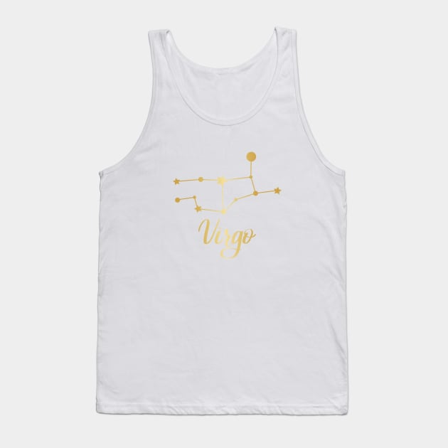 Virgo Zodiac Constellation in Gold Tank Top by Kelly Gigi